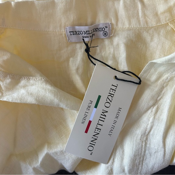 Yellow Linen Collared Top - Picture 6 of 8